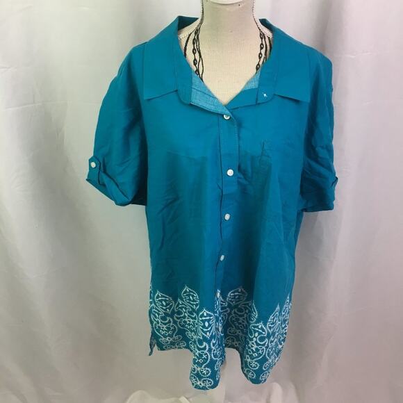 East 5th Button Down Short Sleeve Shirt Luella Border PXL - Picture 1 of 15